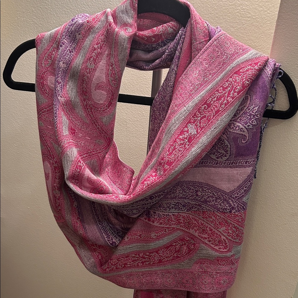 Collection Eighteen Purple Potion Elegant Pink and Purple Paisley Scarf NWT